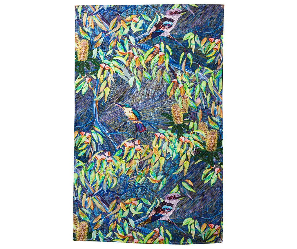 Kookaburra and Kingfisher Tea Towel