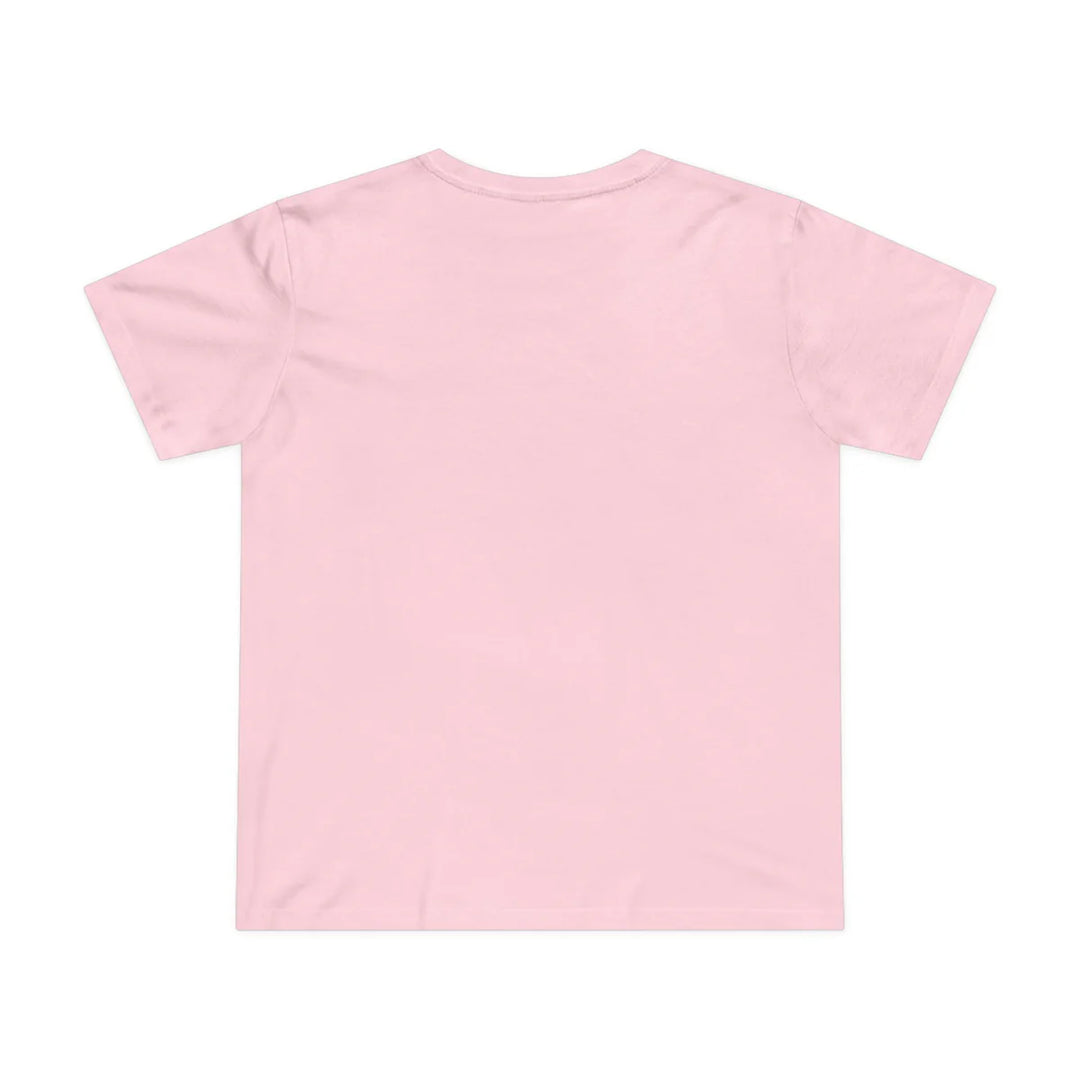 The blank back of a pink t-shirt. 