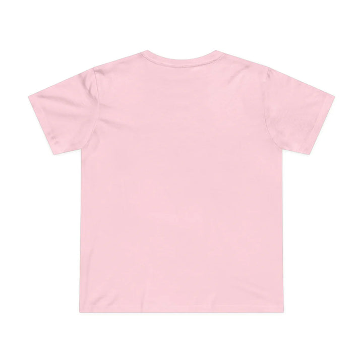 The blank back of a pink t-shirt. 