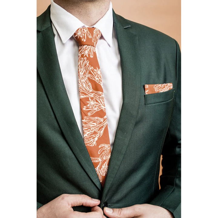 Peggy and Finn Kangaroo Paw Burnt Orange Cotton Tie