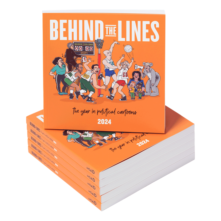 A pile of 'Behind the Lines' books. 