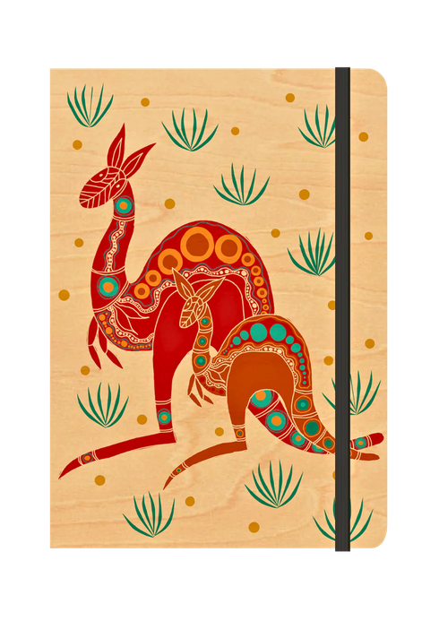 Yuri (Kangaroo) B6 Wood Notebook - Greenigo