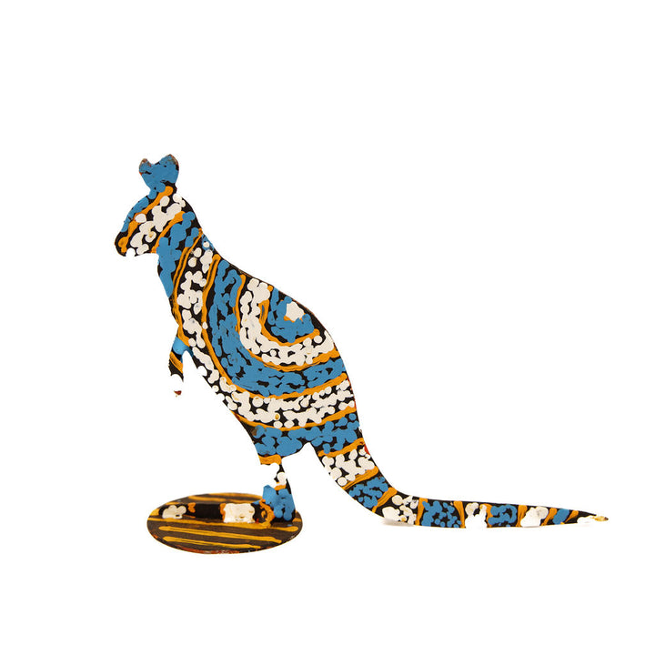 Metal Kangaroo Blue, Yellow, White Spiral