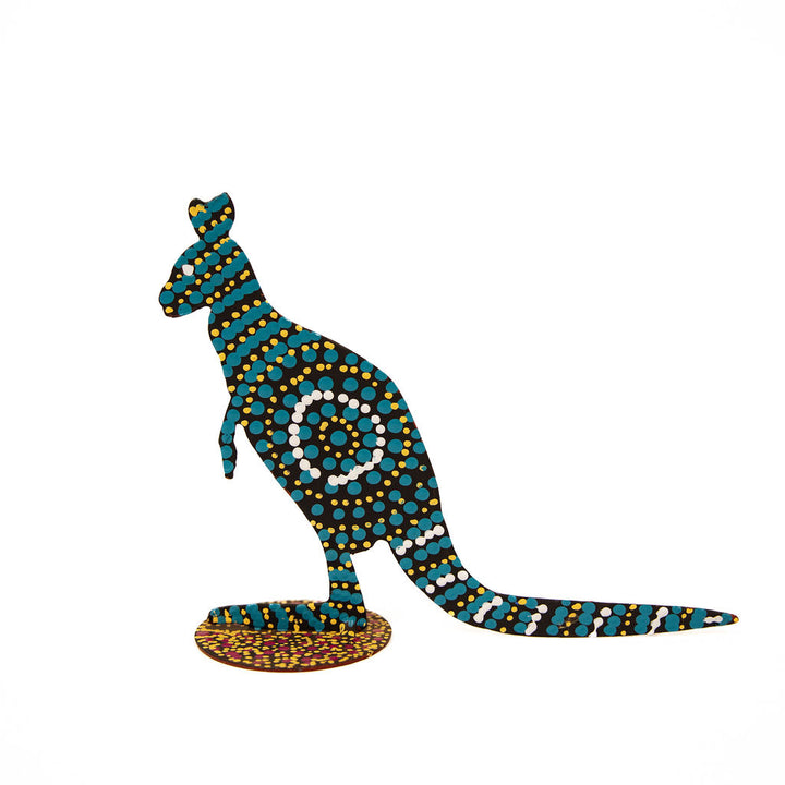 Metal Kangaroo Orange, White, Blue Spiral