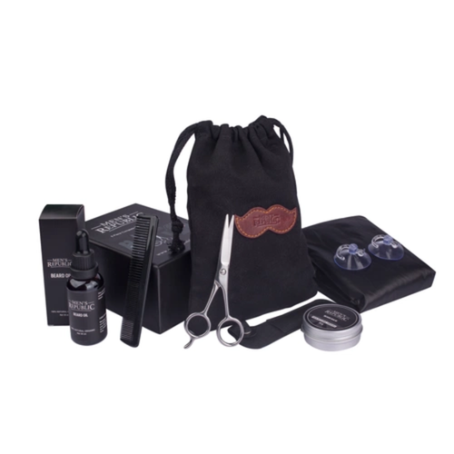Men's Republic 6pc Beard Grooming Kit with Bag and Apron