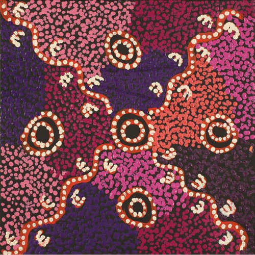 Painting Ruth Nungarrayi Spencer/Wardapi Jukurrpa/Goanna Dreaming