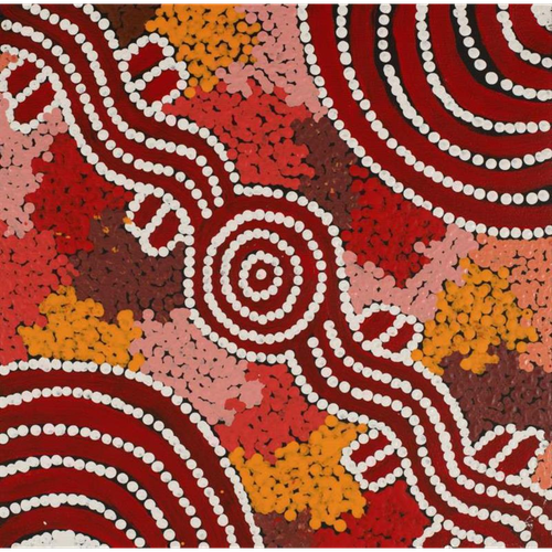 Painting Lynette Nampijinpa Granites/Ngapa Jukurrpa/Water Dreaming