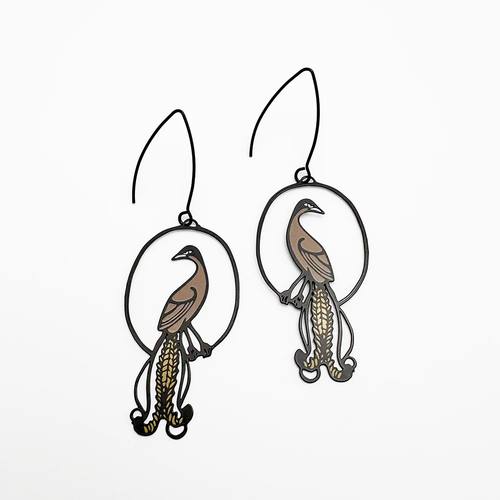 Lyrebird Earrings in Browns