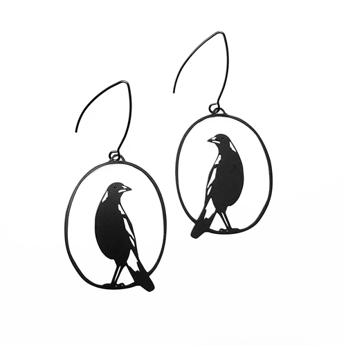 Magpie Earrings in Black