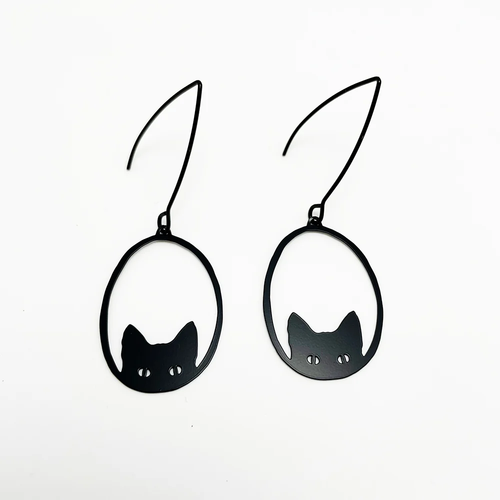 Black Cat Earrings Mini