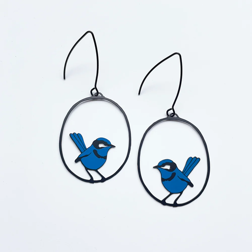 Wren Earrings in Blue and Black