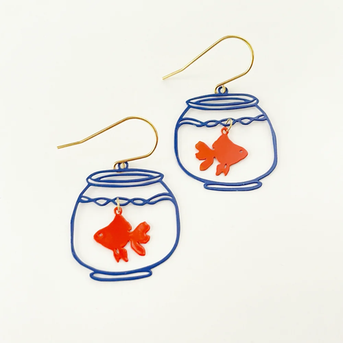 Fishbowl Earrings in Blue & Orange - Mini