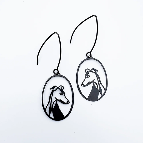 Grey Hound Earrings Black