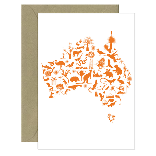 Australian Icon Map Greeting Card