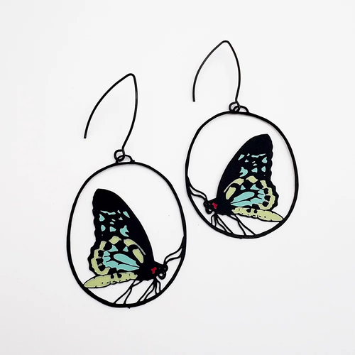 Butterfly Earrings in Cairns Birdwing