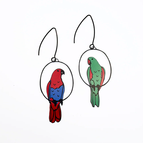 Eclectus Parrot Mismatched Earrings