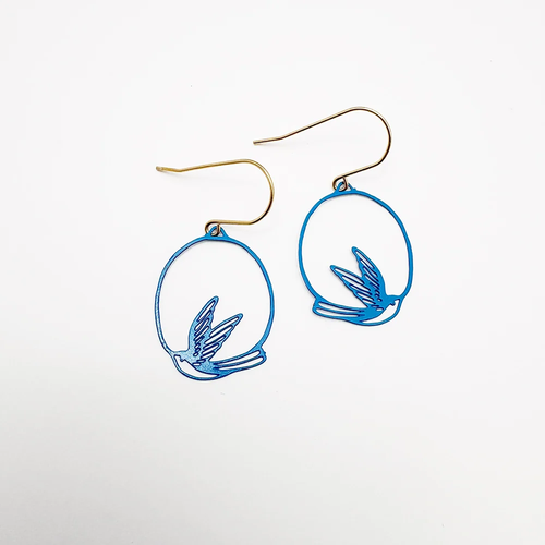 Swallow Earings in Blue