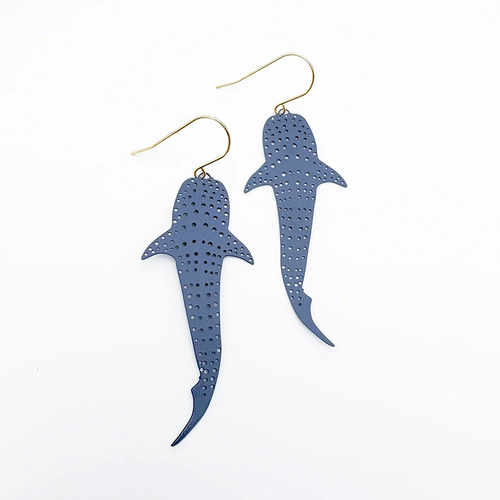 Whale Shark Earrings in Denim