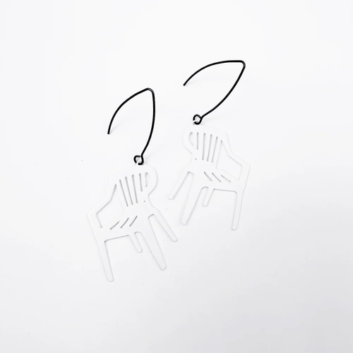 Garden Chair earrings in White