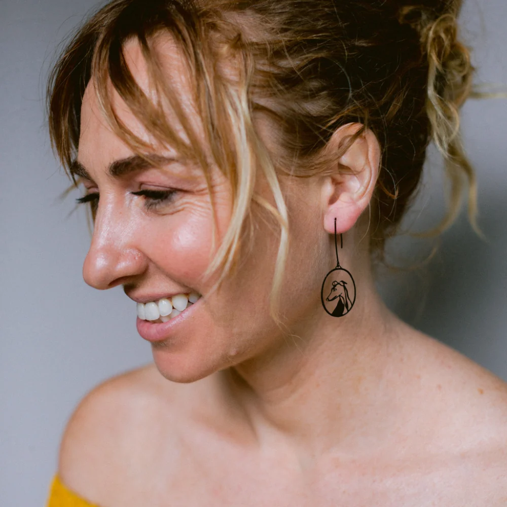 Grey Hound Earrings Black