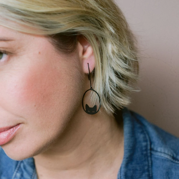 Black Cat Earrings Mini