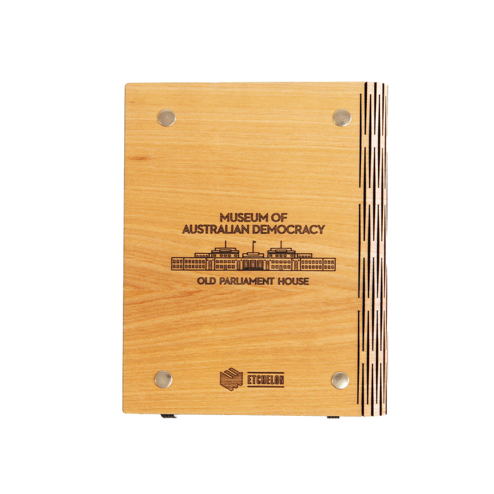 Old Parliament House Wooden Etched Notebook A6 - Centered