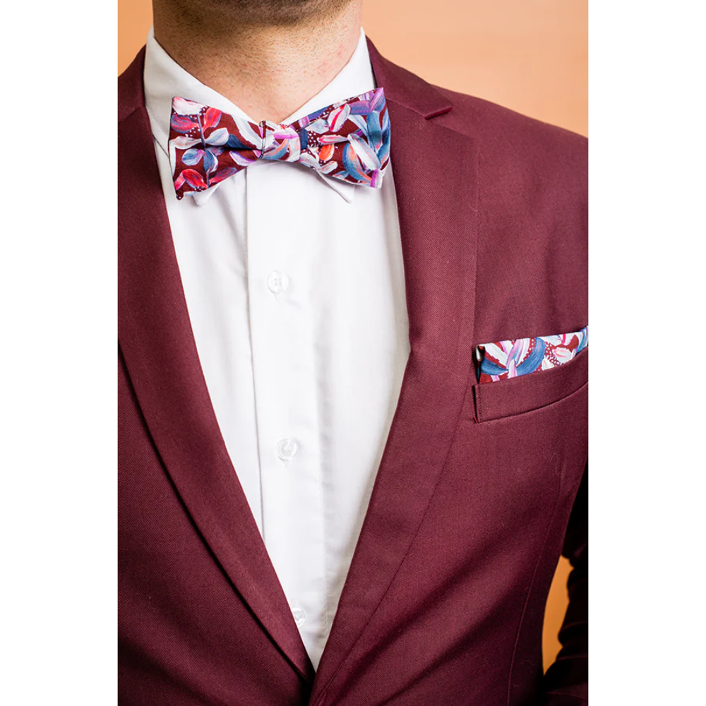 Peggy and Finn Protea Burgundy Bow Tie
