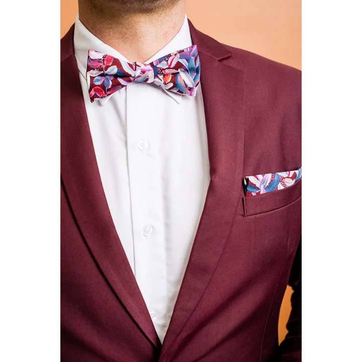 Peggy and Finn Protea Burgundy Bow Tie
