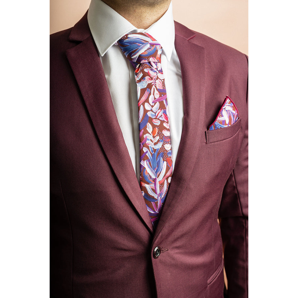 Peggy and Finn Protea Burgundy Cotton Tie