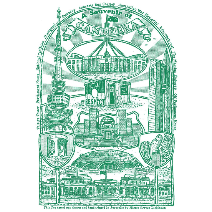 A Souvenir of Canberra Tea Towel