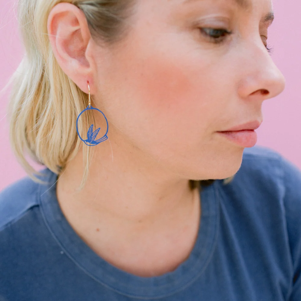 Swallow Earings in Blue