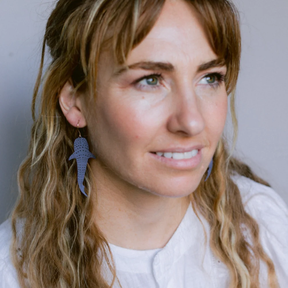 Whale Shark Earrings in Denim
