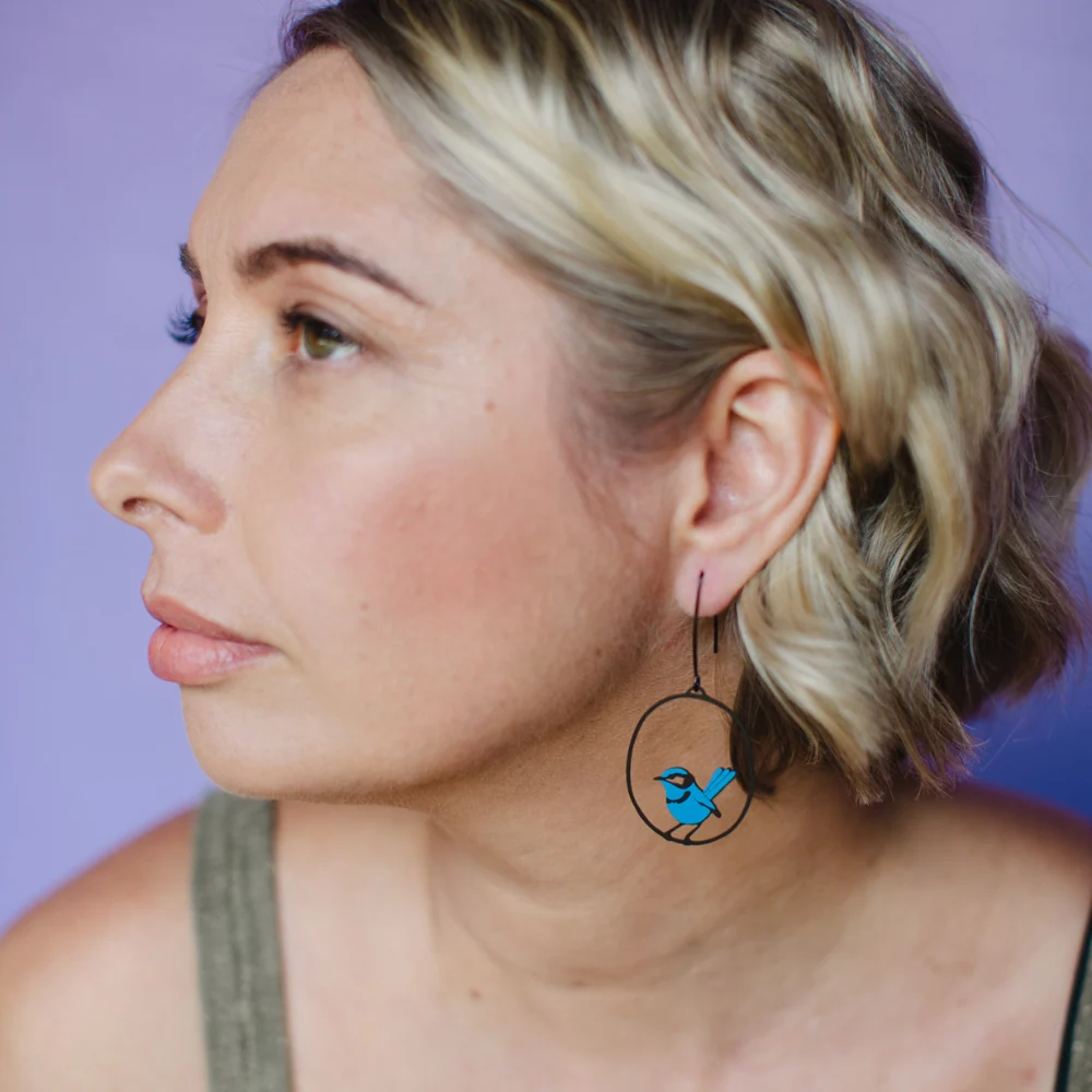 Wren Earrings in Blue and Black
