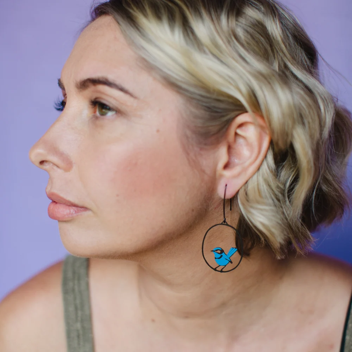 Wren Earrings in Blue and Black