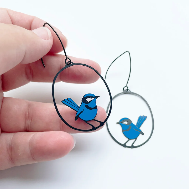 Wren Earrings in Blue and Black