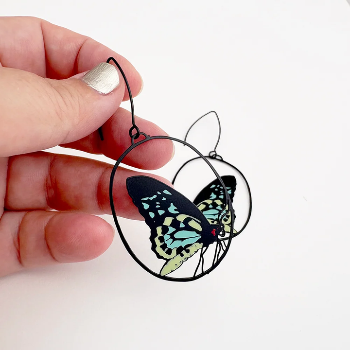 Butterfly Earrings in Cairns Birdwing