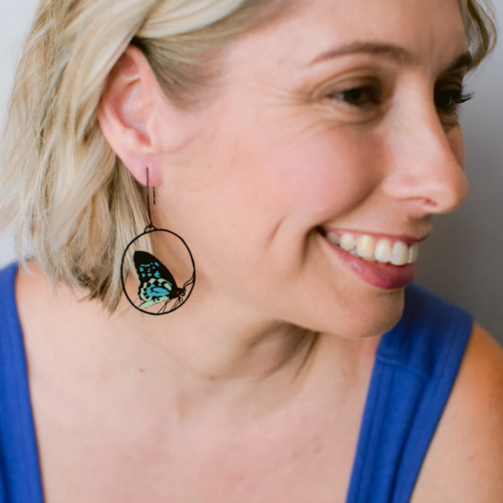 Butterfly Earrings in Cairns Birdwing