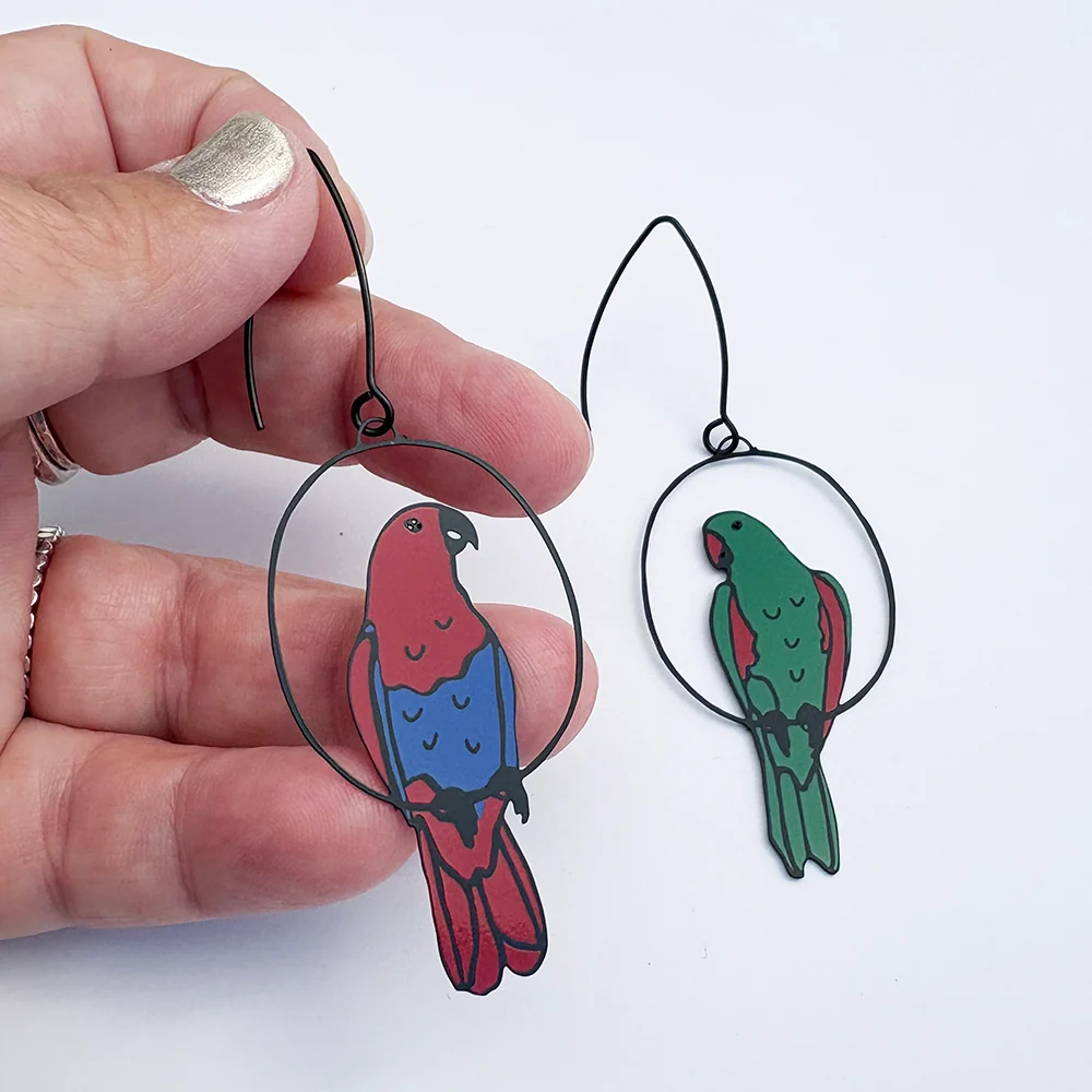 Eclectus Parrot Mismatched Earrings