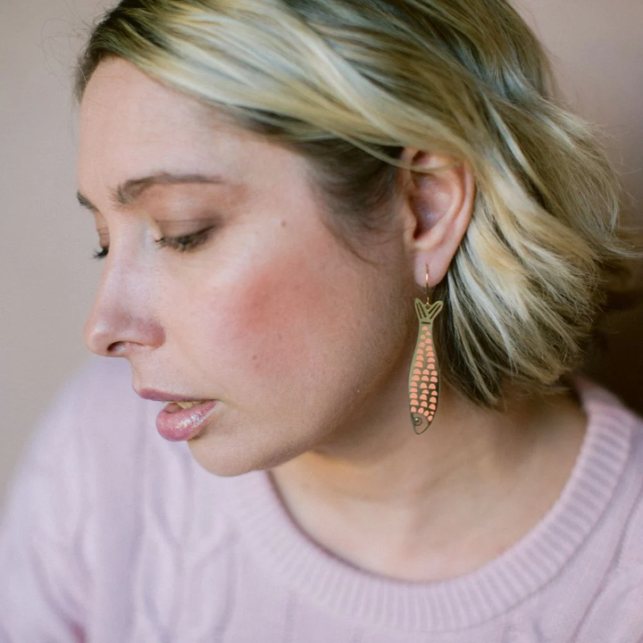 Fishy Earrings in Gold and Orange