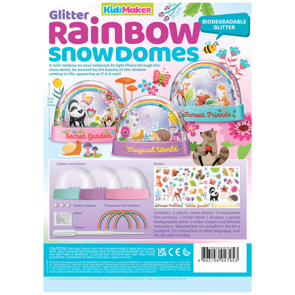 4M Mini Glitter Rainbow Water Domes