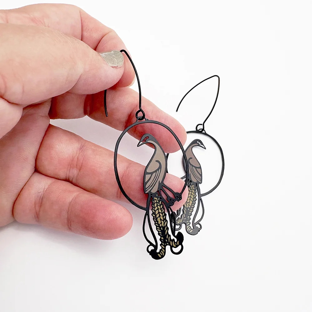 Lyrebird Earrings in Browns