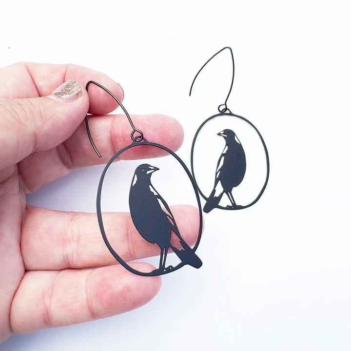 Magpie Earrings in Black