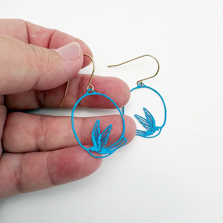 Swallow Earings in Blue
