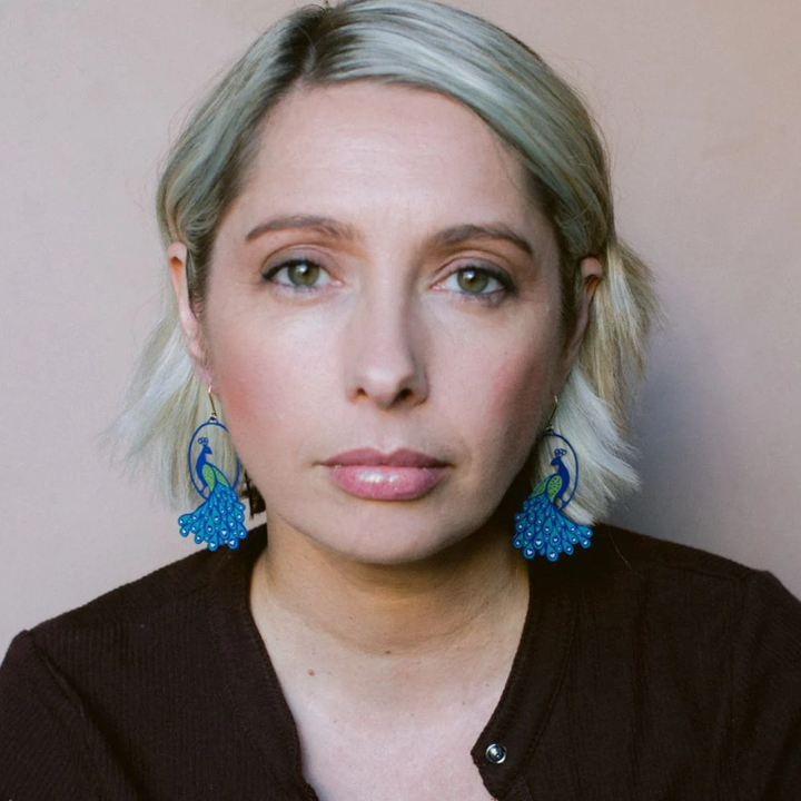 Peacock Earrings in Blues