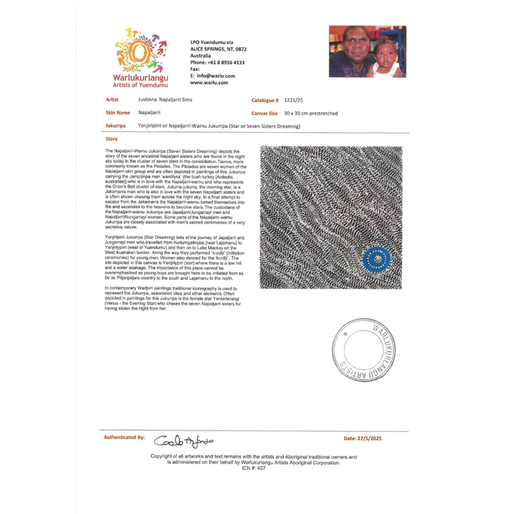 Painting - or Napaljarri-Warnu Jukurrpa - Justinna Napaljarri Sims 1221/25