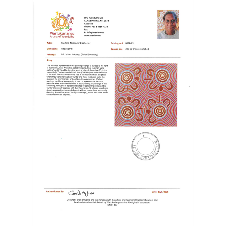 Painting - Mirrijarra Jukurrpa - Martina Napangardi Wheeler - 6892/23