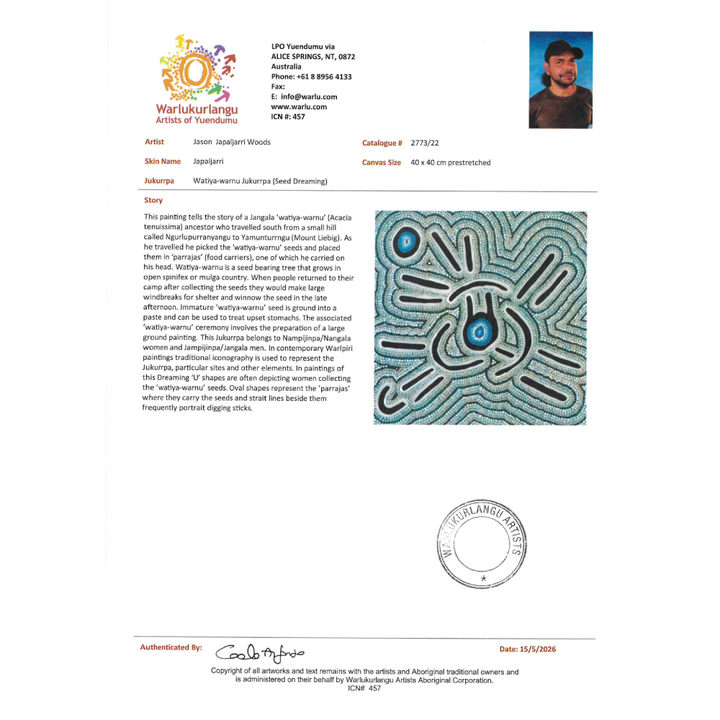 Painting Jason Japalijarri Woods/Watiya-warnu Jukurrpa/Seed Dreaming